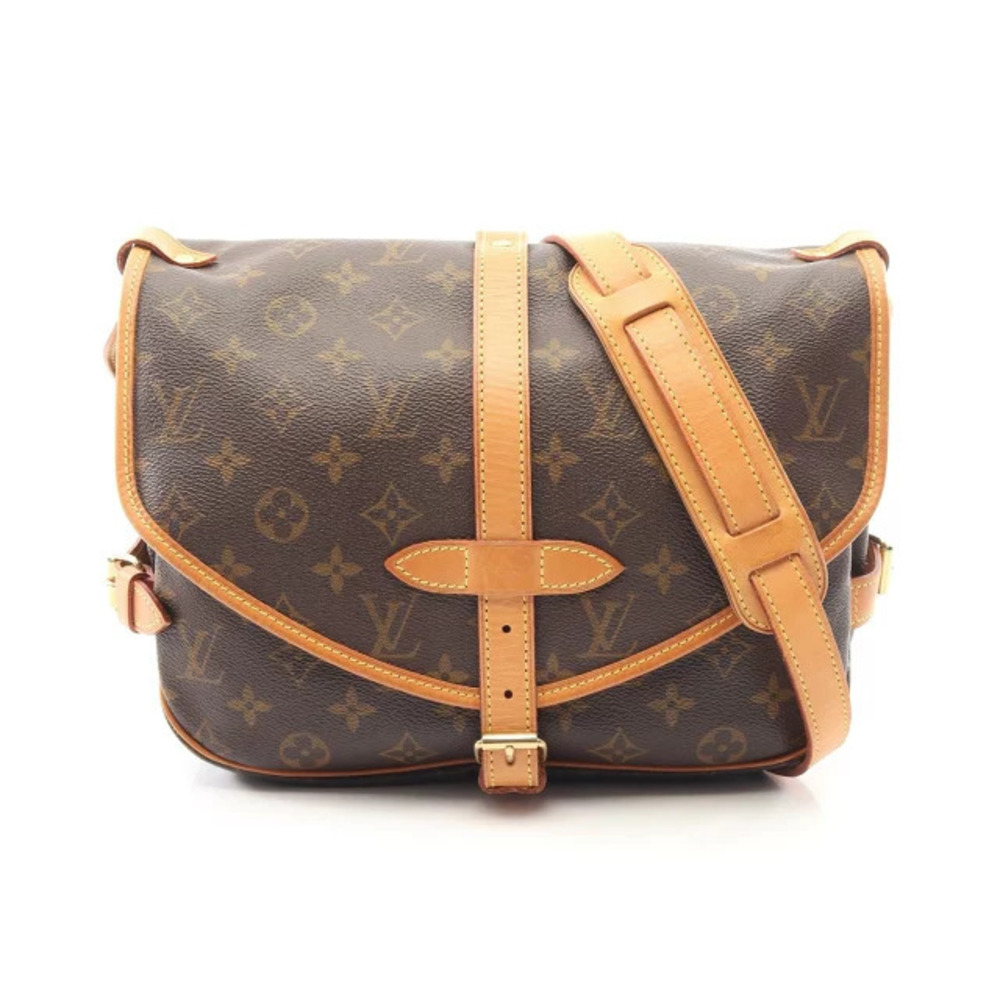 Louis Vuitton Saumur Shoulder Bag Canvas Leather Monogram Brown